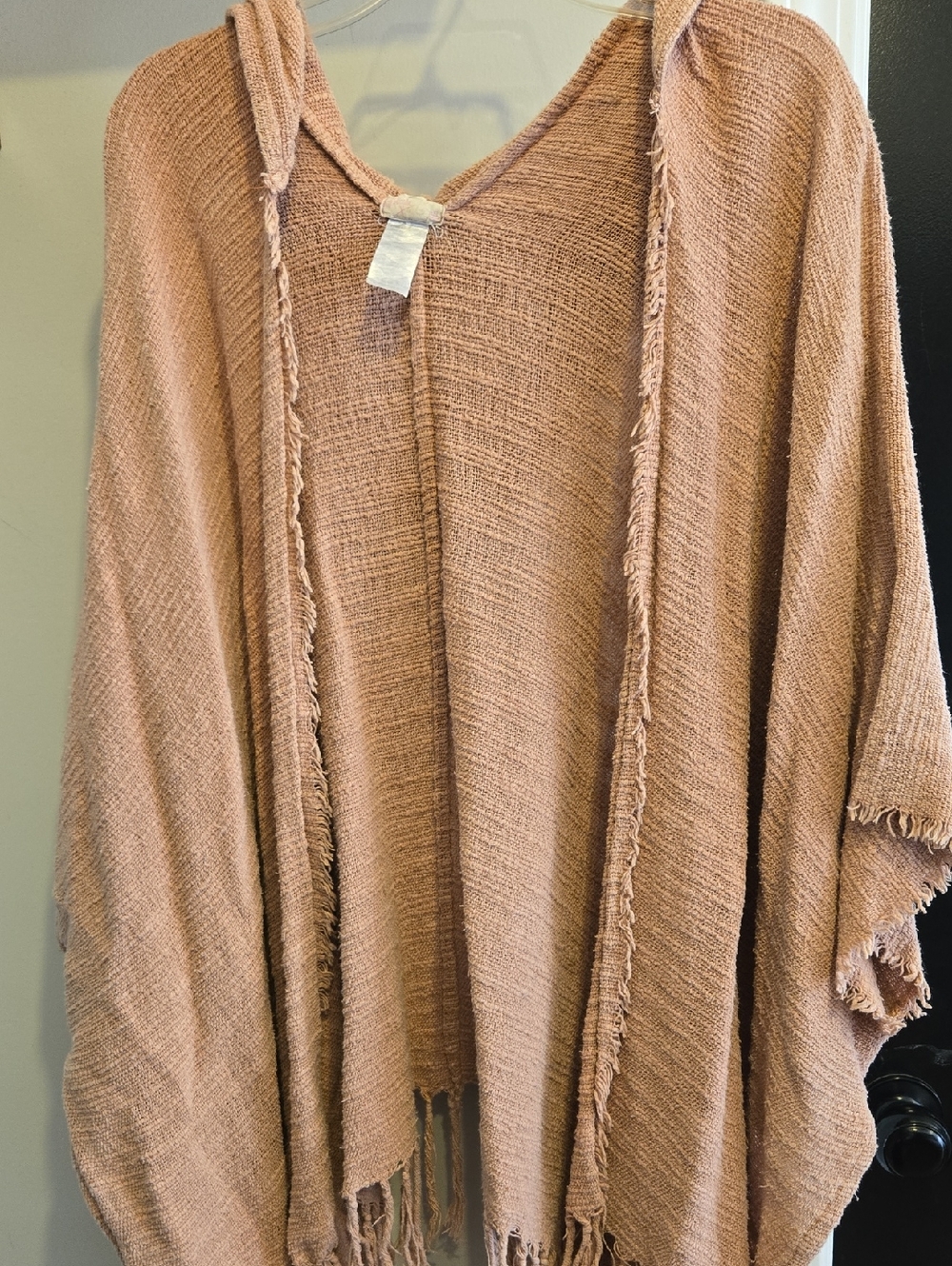 Free People Dusty Rose Woven Hooded Poncho Kimono
